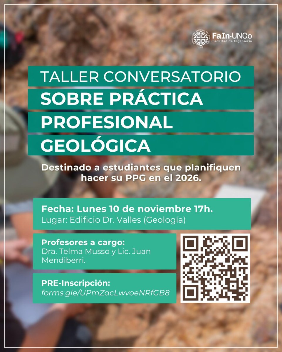 Explorar el terreno profesional: Convocan a un taller clave para estudiantes de Geología – Ver más uncoma.edu.ar/evento/explora…