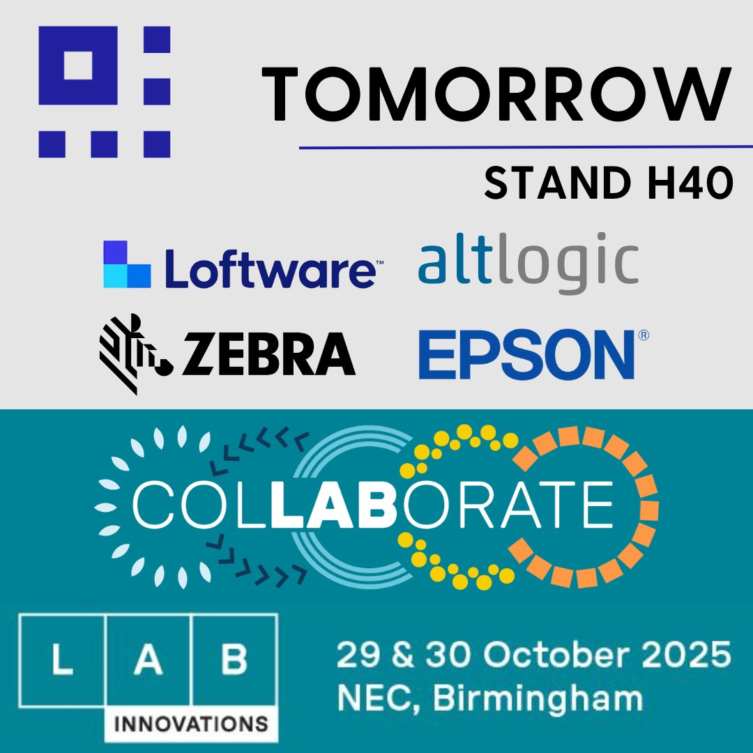BarCodeData's tweet image. We’re excited to be joining AltLogic, Zebra Technologies, Epson and Loftware at Lab Innovations 2025.

🎟️ Haven’t registered yet? There’s still time – secure your complimentary ticket here:
register.visitcloud.com/survey/2xbmpak…

#LabInnovations2025 #AssetTracking #RFID #GS1UK #LabTechnology