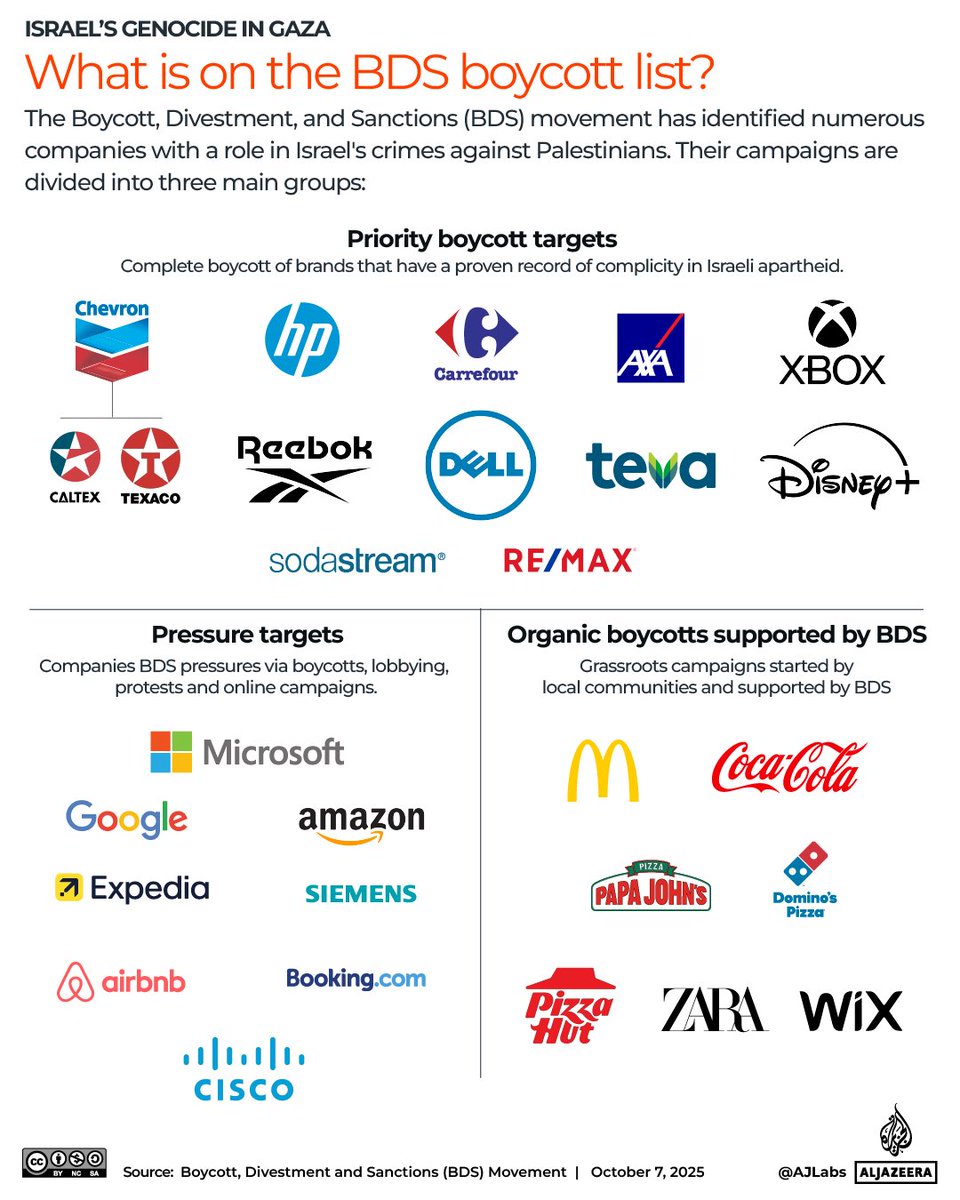 From streets to supermarkets, global boycotts against Israel's genocide in Gaza have grown as a fragile ceasefire holds for now.

Read more: aje.io/bqhuah