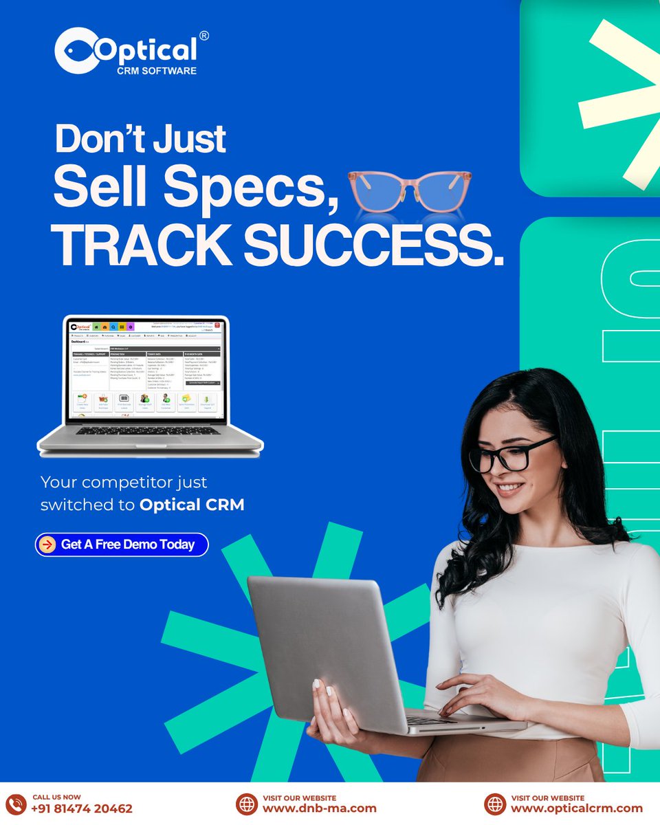 CrmOptical's tweet image. Sell specs like a pro. Track success like a boss.

🎉 Get A FREE Demo!

📲 Call/WhatsApp: +91 8147420462
🌐 Visit: opticalcrm.com
.
.
#dnbmmultiappsllp #opticalcrm #opticalshopsoftware #inventorymanagementsoftware #billingsoftwre #prescriptionmanagement #opticalstores