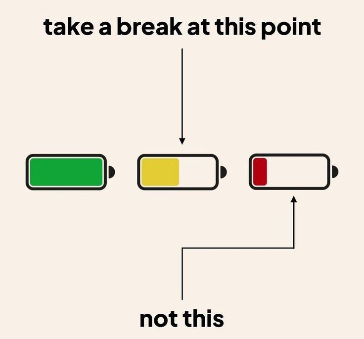 Veilles à ne pas être dans le rouge pour réagir.
Recharge ton énergie avant qu'il ne soit trop tard. Accepte d'être aider et prend du temps pour toi, c'est primordial pour être en bonne santé mentalement. 🔋🧠