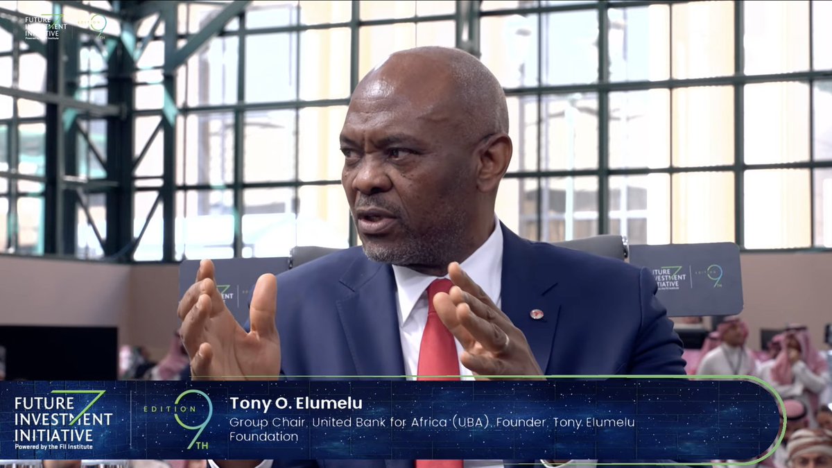 FIIKSA's tweet image. 🟢LIVE from #FII9: @TonyOElumelu of @UBAGroup emphasizes that Africa’s future depends on empowering #entrepreneurs and improving literacy to unlock #AI’s potential, calling for greater private capital and digital #innovation to drive inclusive growth.
Watch live:…