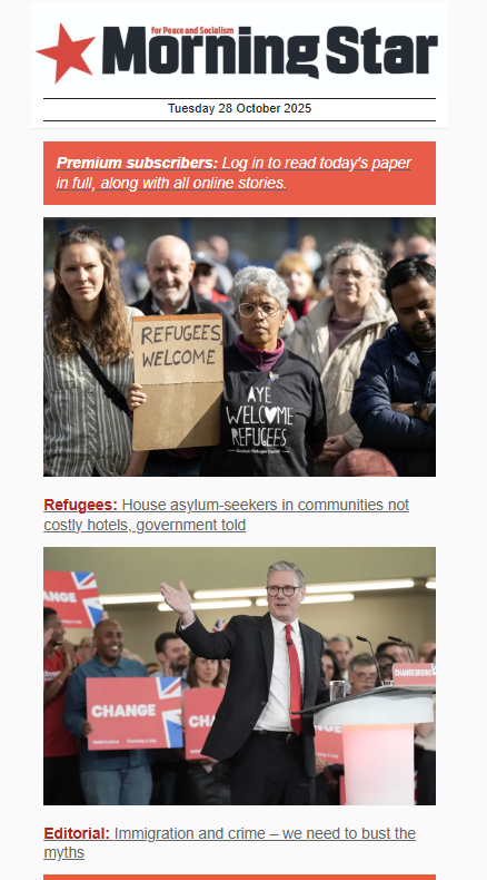 Labour4S's tweet image. Reject the capitalist variants and receive a daily dose of socialism in your inbox. Sign up to the free Morning Star daily newsletter here: morningstaronline.us19.list-manage.com/subscribe/post…