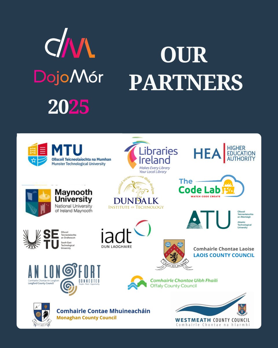 DojoMor2025's tweet image. Thanks again to our Partners - without them DojoMór 2025 wouldn’t have been possible.
Your support helps bring free coding workshops to kids and teens across Ireland - in-person and online.
Thank You.
#DojoMór25 #STEM #CodingForKids #FutureCreators #ThankYou #TechForAll