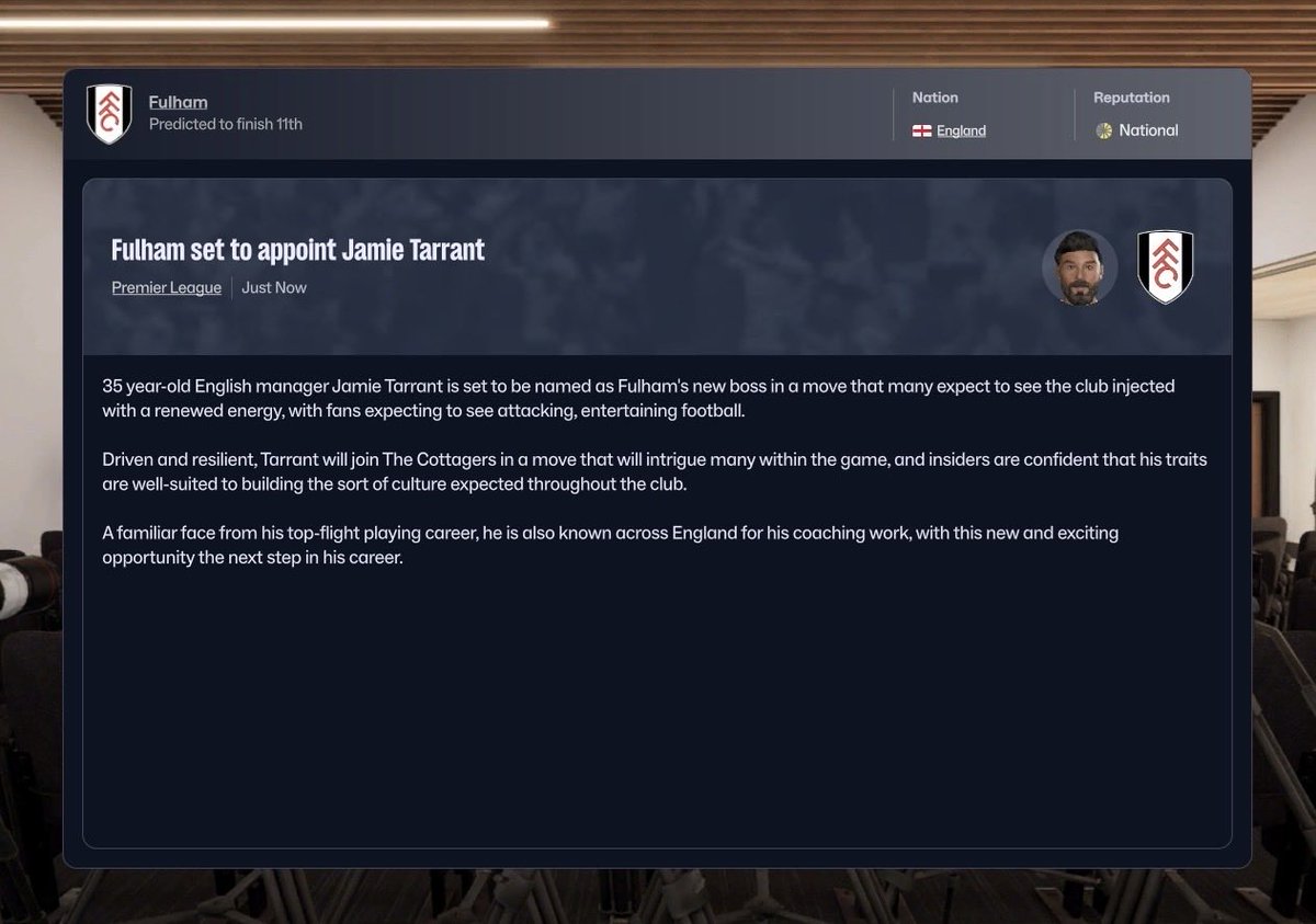 I’m on gardening leave at work, so let’s go!

I’m part of a Fulham household now, easy choice.

#FM26