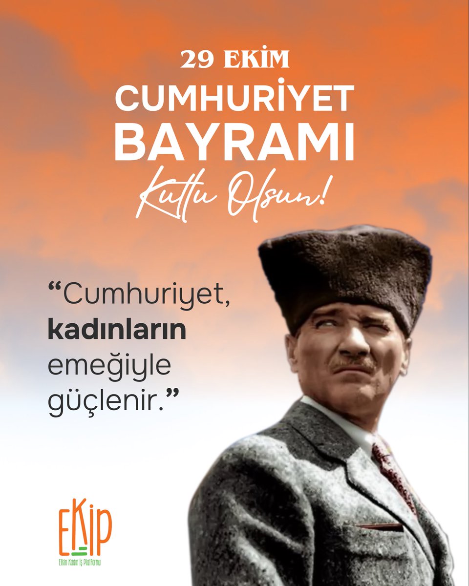 Cumhuriyet; yalnızca bir yönetim biçimi değil, eşitliğin, üretimin ve umudun adıdır.

Biz Ekip Platformu olarak, kadın emeğinin görünür olduğu bir Türkiye için çalışıyoruz.

29 Ekim Cumhuriyet Bayramı’mız kutlu olsun!

#EkipPlatformu #CumhuriyetBayramı #29Ekim #KadınEmeği
