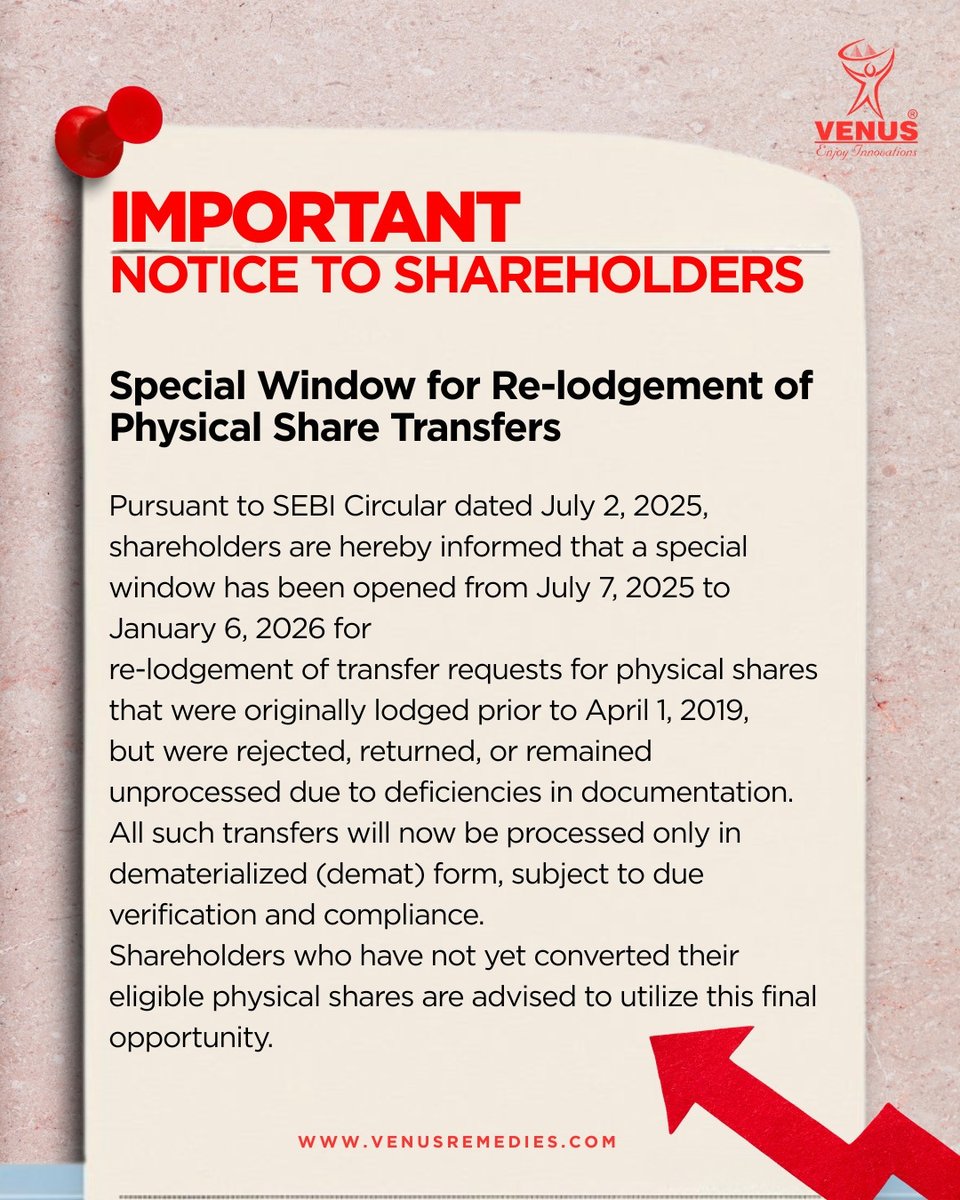 Important Notice to share holders

#SEBI #ShareholdersUpdate #Demat #InvestorAwareness #PhysicalShares #StockMarketIndia