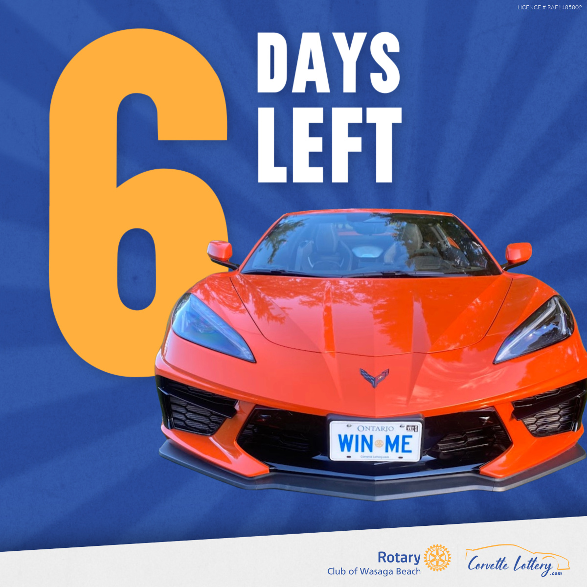 This is your last full week to enter the 26th Annual Corvette Lottery.

On November 3, someone will win a 2025 Corvette Stingray Convertible in Sebring Orange Tintcoat.

That someone could be you, but only if you have a ticket!
corvettelottery.com

Licence #RAF1485802