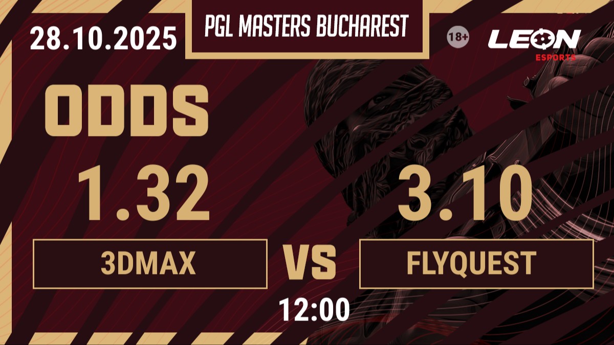 .<a href="/FlyQuestCS/">FlyQuest CS</a> vs 3DMAX in 60 minutes 🔥

Underdogs today - but maybe not for long. GL HF boys 👀

🔗 Odds (+18): leonesports.gg/xkx