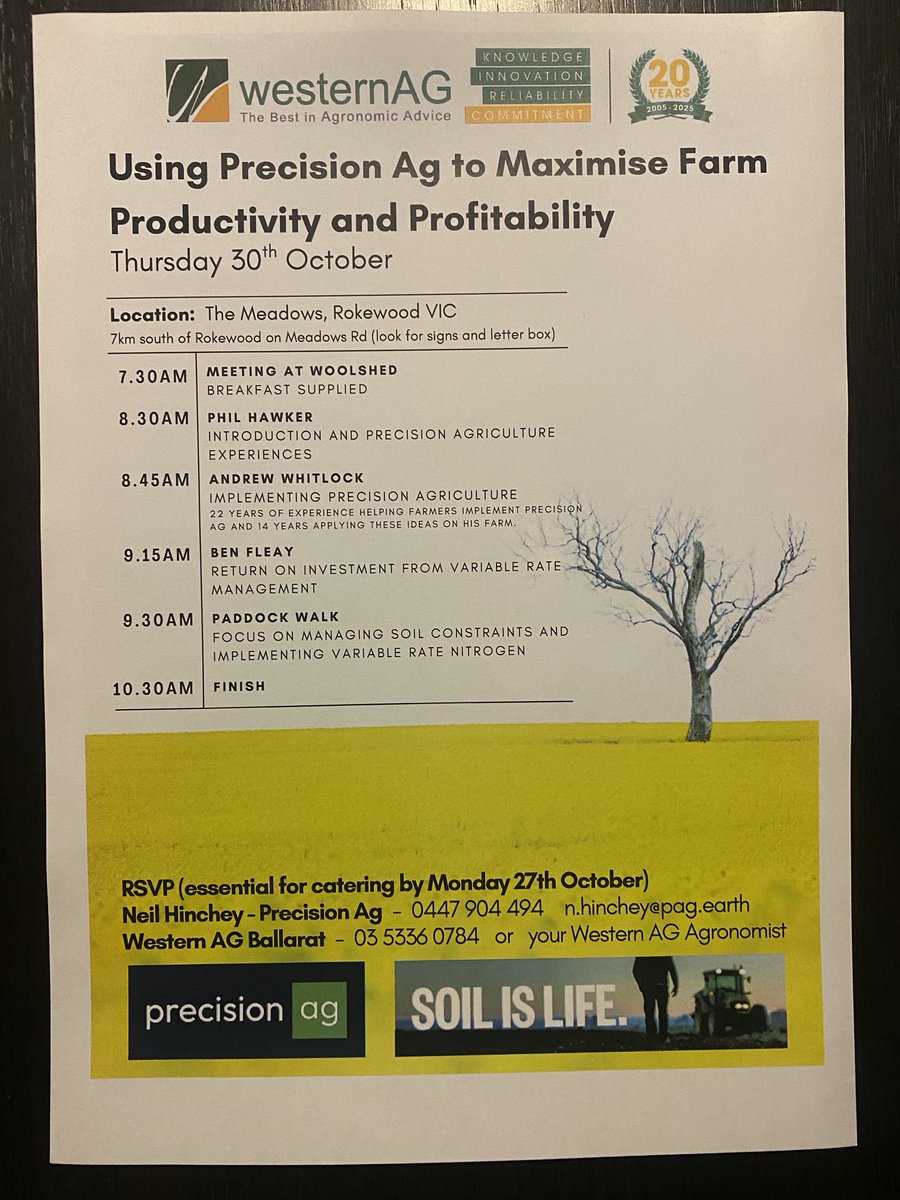 Precision Ag field day this Thursday, focus on getting the most out of the technology, RSVP’s essential for catering.