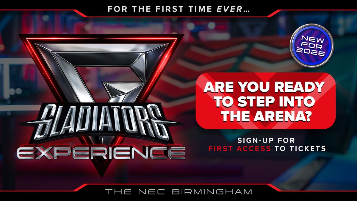 LiveNationUK's tweet image. NEW: The Gladiators Experience at @thenec, Birmingham 
🎟️ General on sale Friday 28th November at 10am 
👉 livenation.uk/q3rL50XiUpP