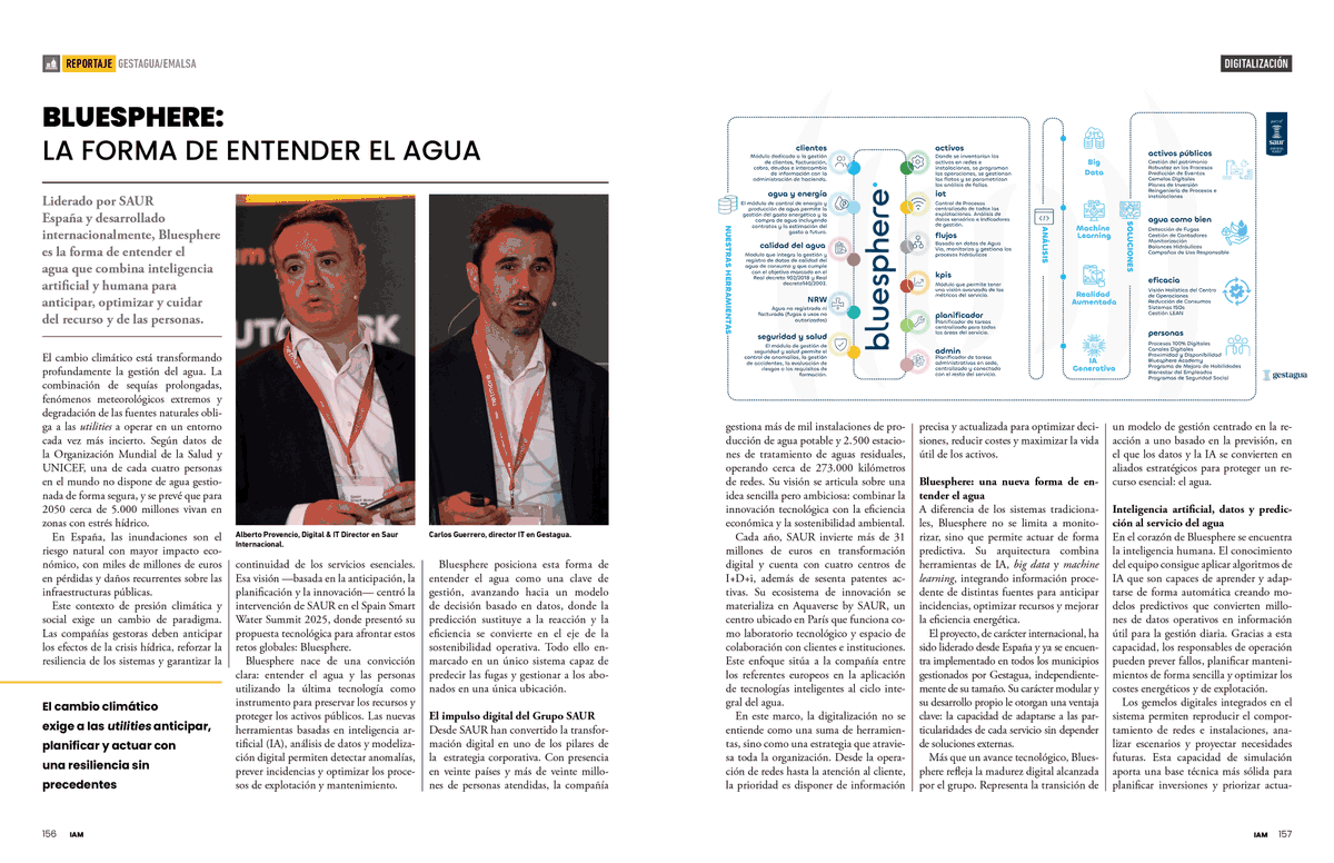 Gestagua_Saur's tweet photo. #Bluesphere nace de una convicción clara: entender el agua y a las personas utilizando la última tecnología como instrumento para preservar los recursos y proteger los activos públicos.
Lo explica este reportaje en la última entrega de la revista @iAgua 👉 https://t.co/eTV036Jq8p https://t.co/1WRx8CqnRc