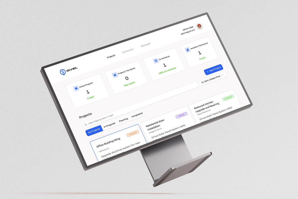 Long_Live_Ola's tweet image. A project management system for electrical/solar installation work that helps electrical contractors manage active projects, schedule technicians, and streamline client communications. Everything you need to run your business efficiently.
Link to the prototype 👇🏾👇🏾👇🏾👇🏾
