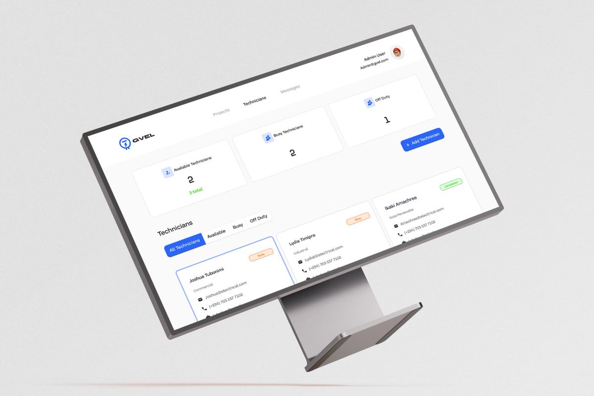 Long_Live_Ola's tweet image. A project management system for electrical/solar installation work that helps electrical contractors manage active projects, schedule technicians, and streamline client communications. Everything you need to run your business efficiently.
Link to the prototype 👇🏾👇🏾👇🏾👇🏾