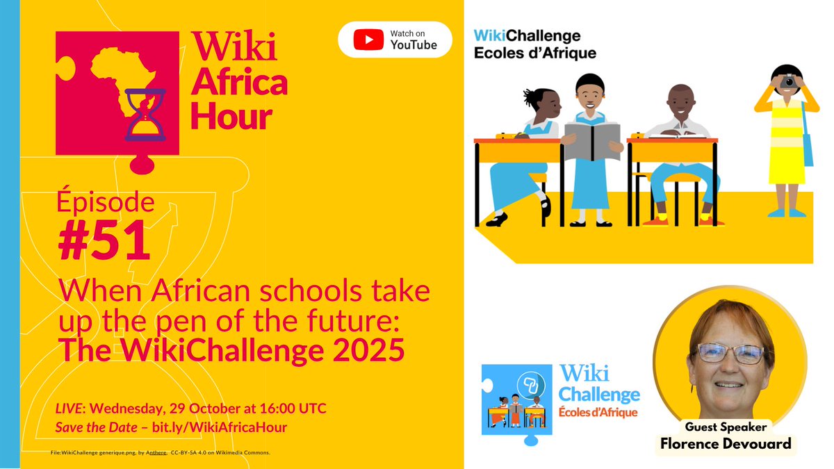 wikiafrica's tweet image. 🚀 Meet Florence Devouard — @Wikipedia pioneer, former Chair of the Wikimedia Foundation & Co-Executive Director of Wiki In Africa!
💡 She connects Wikipedia & Africa through innovative projects.
🎥 Don’t miss her on the next #WikiAfricaHour!
👉 bit.ly/WAHEp51
#WC #WIA
