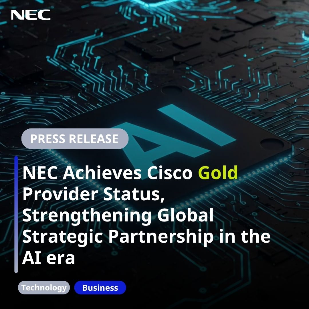 🌐We’re proud to announce that NEC has achieved <a href="/Cisco/">Cisco</a> Gold Provider status, recognising our excellence in delivering Cisco powered managed services and innovative solutions worldwide.

🔗To read more, visit: uk.nec.com/en_GB/press/PR…

#NEC #Cisco #AI #PR