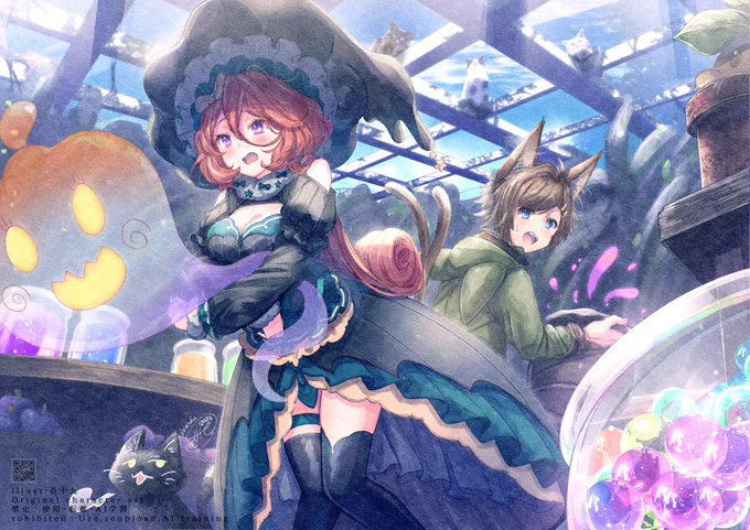 ハロウィン創作絵再掲 #創作 #Original