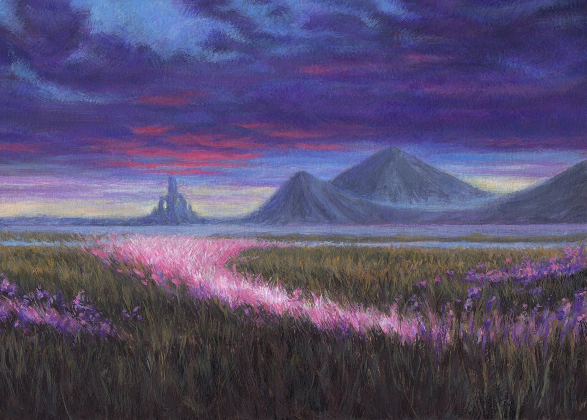 "Fields of Phyxis ", for Sorcery Contested Real [Gothic]. Acrylic gouache on paper.