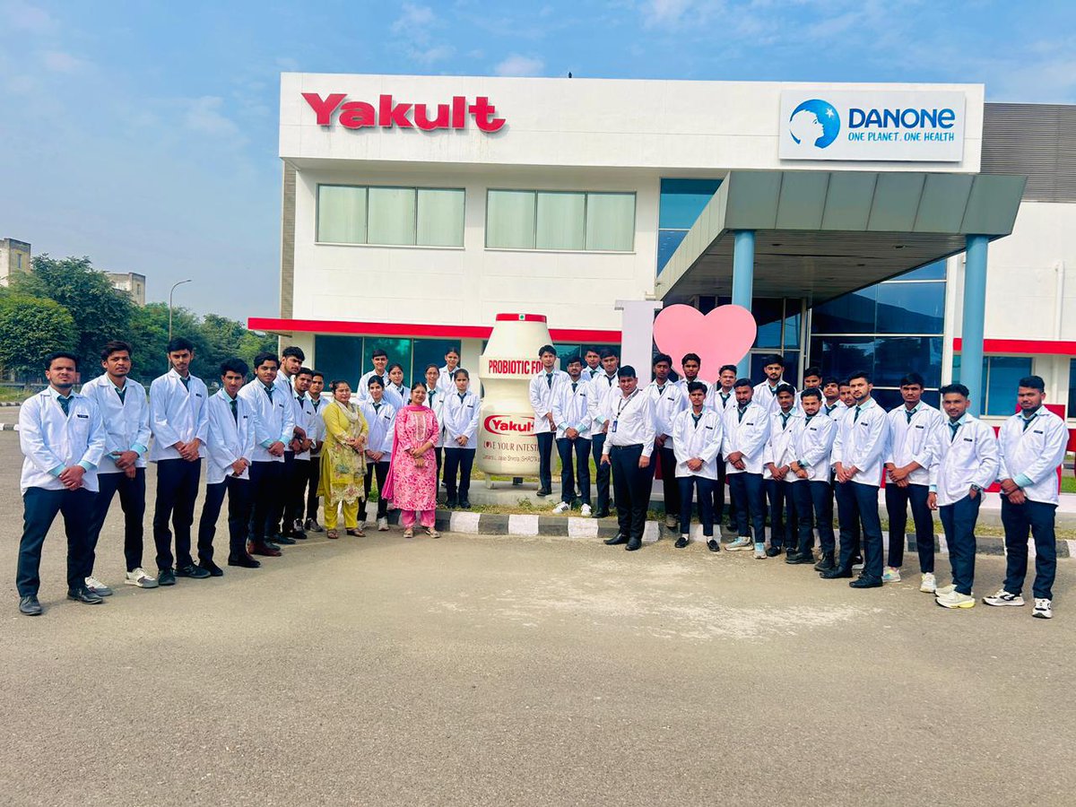 CollegeAtms's tweet photo. Our Pharmacy First Year students visited Yakult Danone India Pvt. Ltd., Sonipat! 🧪
They learned about the probiotic milk food manufacturing &amp; quality process — an amazing hands-on experience!
Thanks to our management for the constant support. 🙏
#PharmacyEducation #ATMSGroup https://t.co/6ha55dF2SP