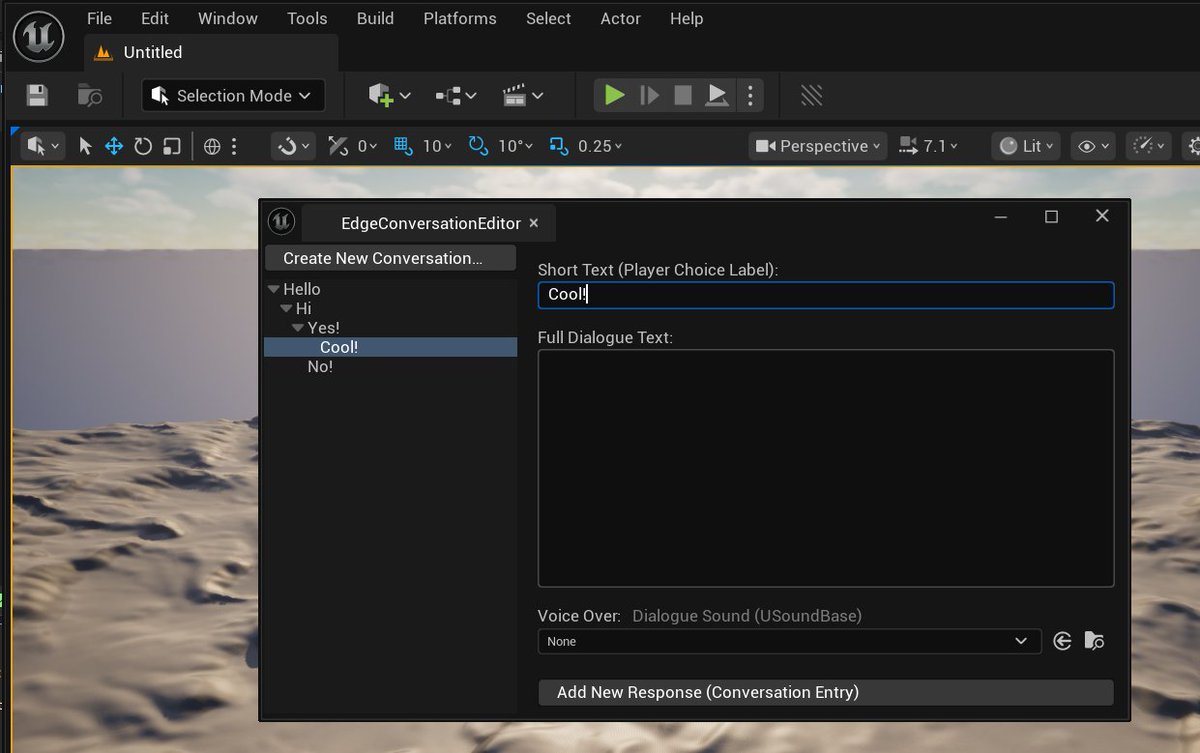 Q3DDeveloper's tweet image. I have been working on a framework for Unreal based on my Unity one. First up is a node based Conversation editor. This would be on uasset per whole conversation, including the ability to link sounds(Voice-overs) to each response. #gamedev #indiedev - Next up is an event editor.