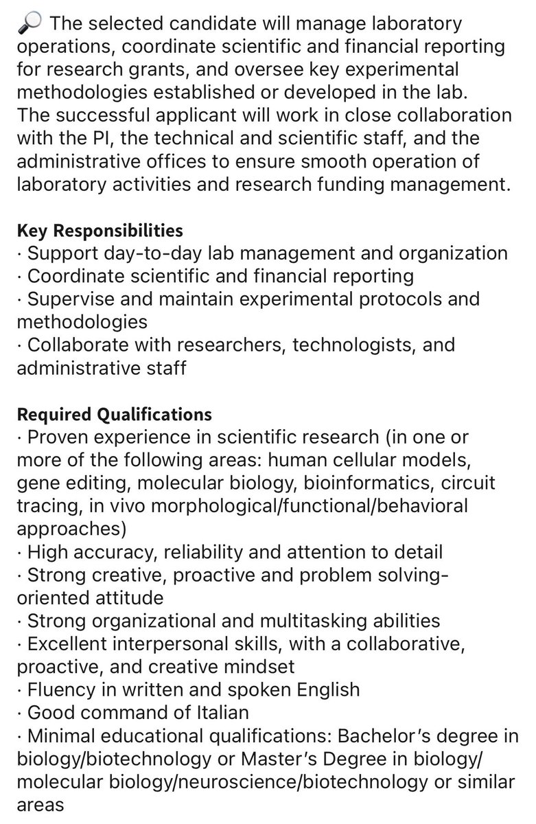 🚨Job offer!🚨

We are soon opening two positions to join <a href="/BuffoLab/">Buffo lab</a> at #NICO, Dept of Neuroscience, University of Torino, Italy funded by the #ERC #SynergyGrant CUSTOM-MADE

- position 1: 𝗣𝗼𝘀𝘁𝗗𝗼𝗰 𝗽𝗼𝘀𝗶𝘁𝗶𝗼𝗻
- position 2: 𝗧𝗲𝗰𝗵𝗻𝗼𝗹𝗼𝗴𝗶𝘀𝘁 𝗽𝗼𝘀𝗶𝘁𝗶𝗼𝗻