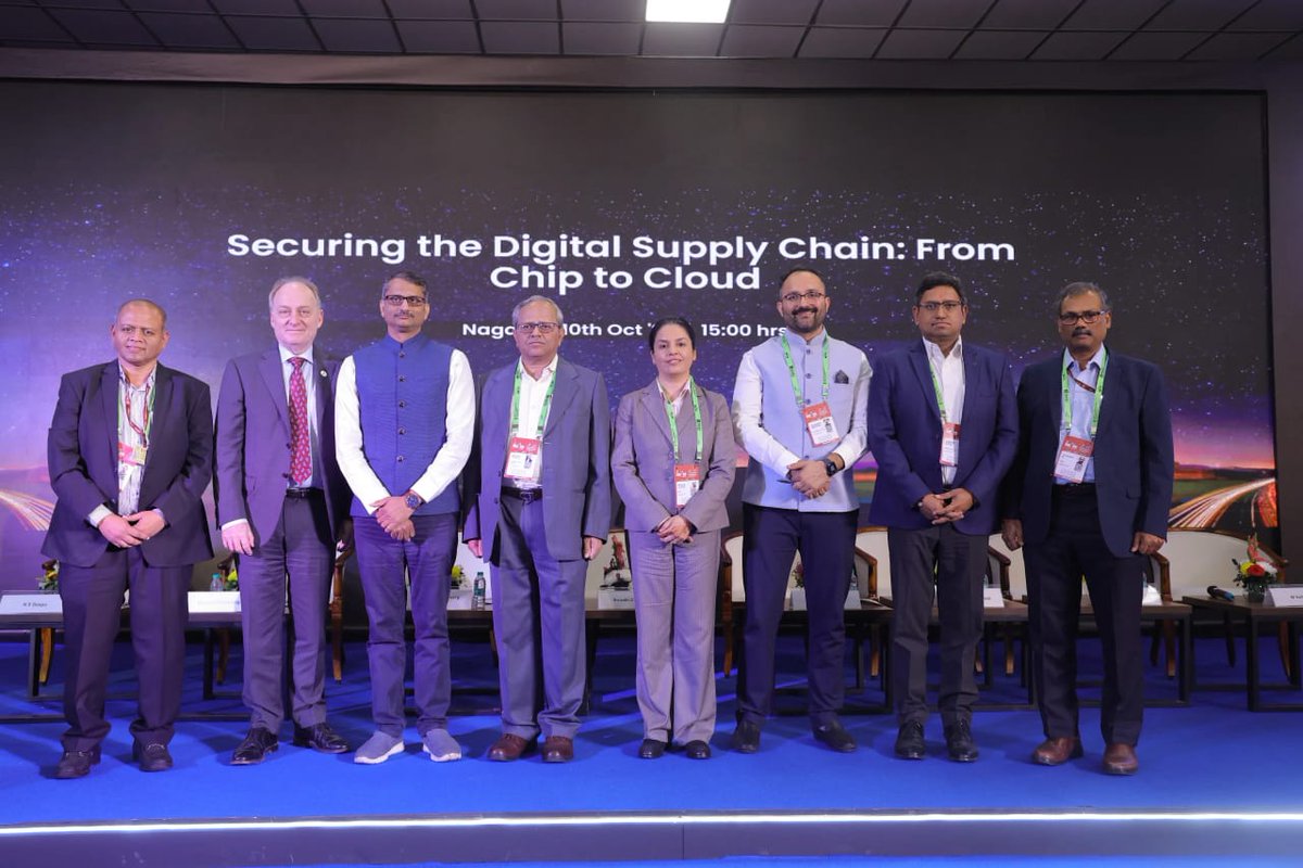 GoI_STQC's tweet image. We’re pleased to share that DG, STQC was a panelist in the discussion “Securing the Digital Supply Chain: From Chip to Cloud” held on 10 October 2025 at Yashobhoomi under the aegis of IMC 2025. 🔐💡 #IMC2025 #STQC #TechSecurity