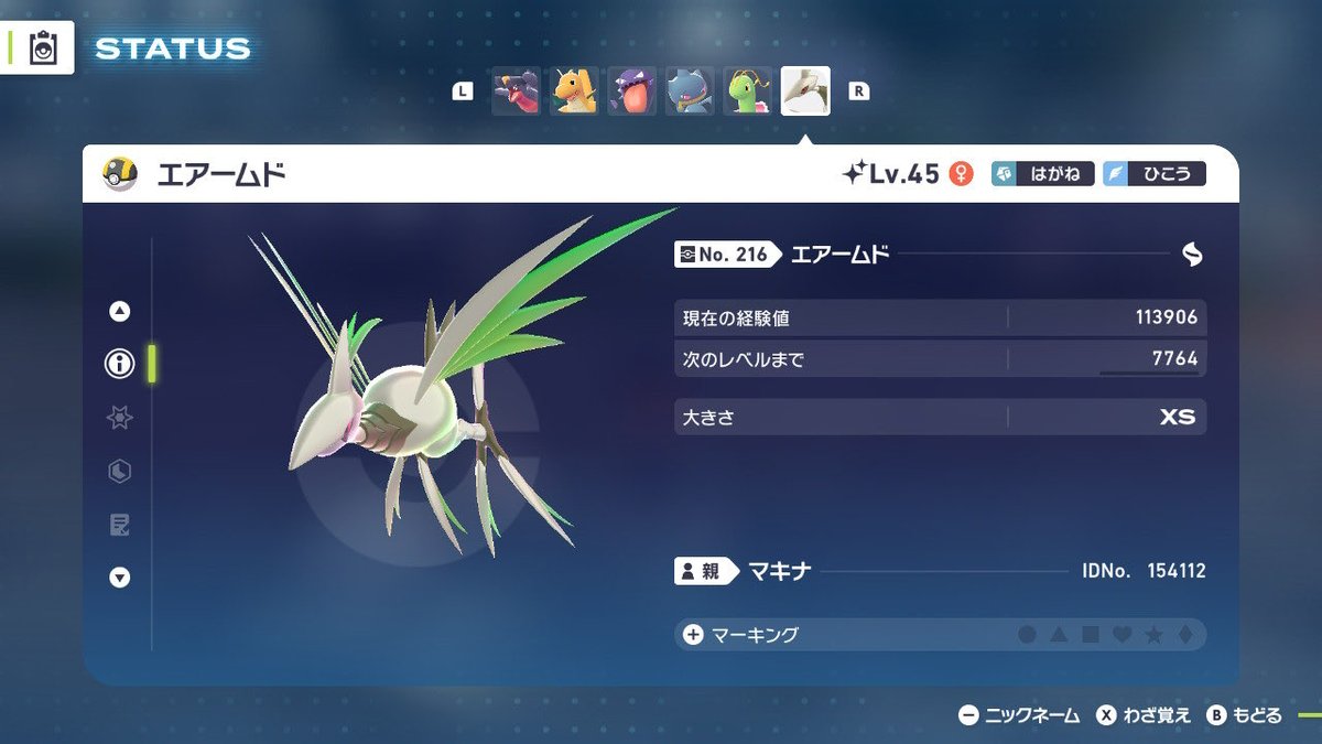 やった！色違いで大きさXSエアームドとかかなりレアなんじゃない