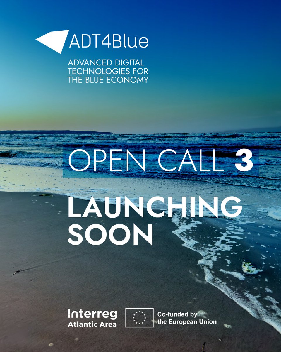 Hear that clock ticking?
The 3rd and final #ADT4Blue Open Call is just hours away from launching!
Stay tuned to learn how you can boost your innovative idea and help transform the Blue Economy!

#ADT4BlueOC3 #BlueEconomy #interregatlantic #AtlanticArea #BlueTech #SMEs #OpenCall