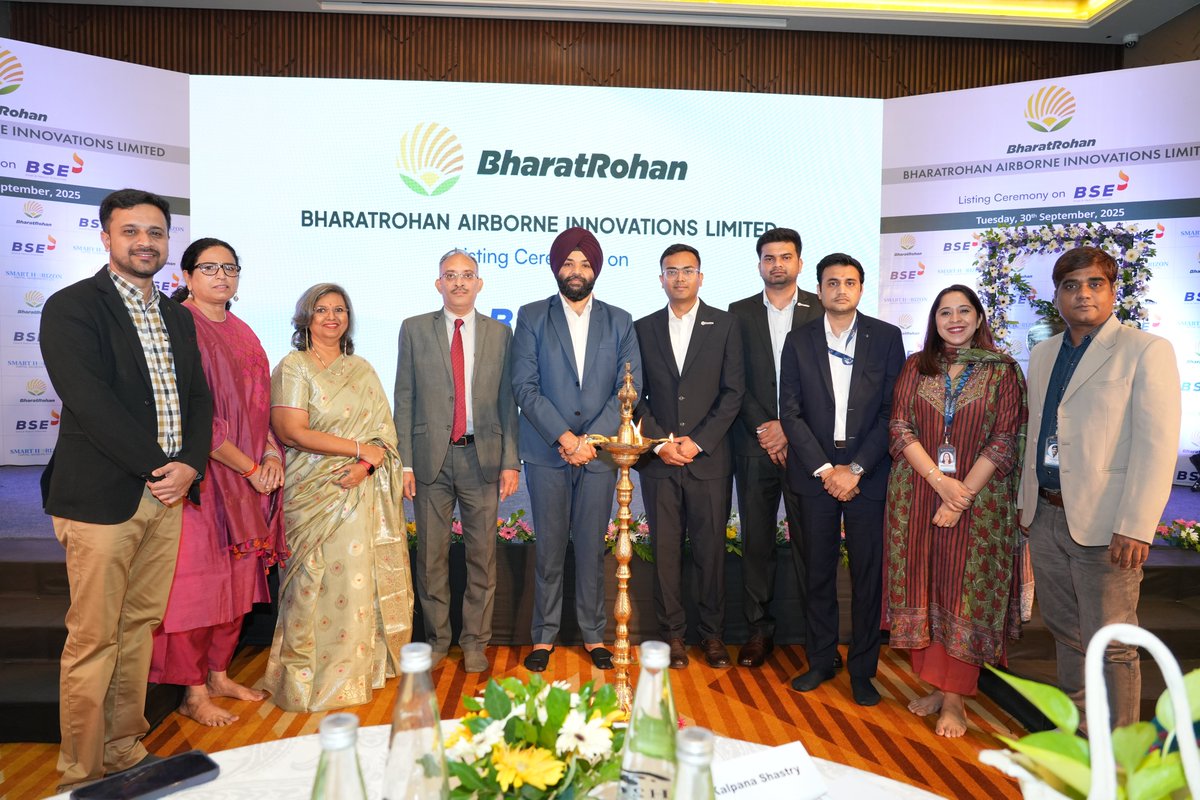 SmarthorizonMb's tweet image. 🌟 Milestone Unlocked! 🌟
Proud to see BharatRohan Airborne Innovations Ltd. officially listed on the Bombay Stock Exchange (BSE) 🎉
A huge congratulations to the entire team for redefining the future of #AgriTech and #DroneFarming! 🌾💫
