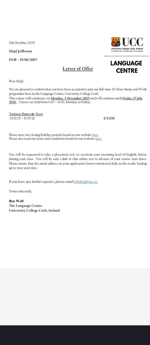 My city was destroyed. but my dream is still alive.
I’ve been accepted to study in Ireland to continue my path to becoming a doctor.
I need €8,870 to cover one year of living expenses.

If you can donate or share, it could change my future.
🤍 Support: (paypal.com/donate?campaig…)
