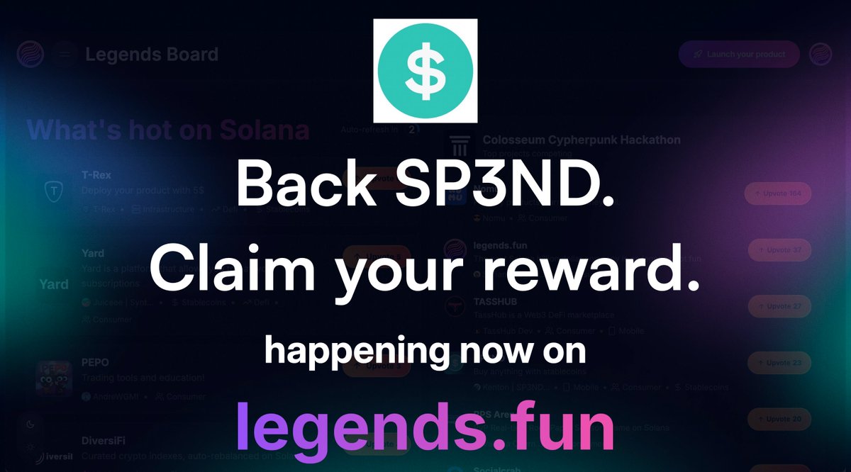 Fancy a $20 gift card from <a href="/SP3NDdotshop/">SP3ND 🛍️</a> ?

There are still 34 to grab by becoming a backer of their product on <a href="/legendsdotfun/">legends.fun</a>