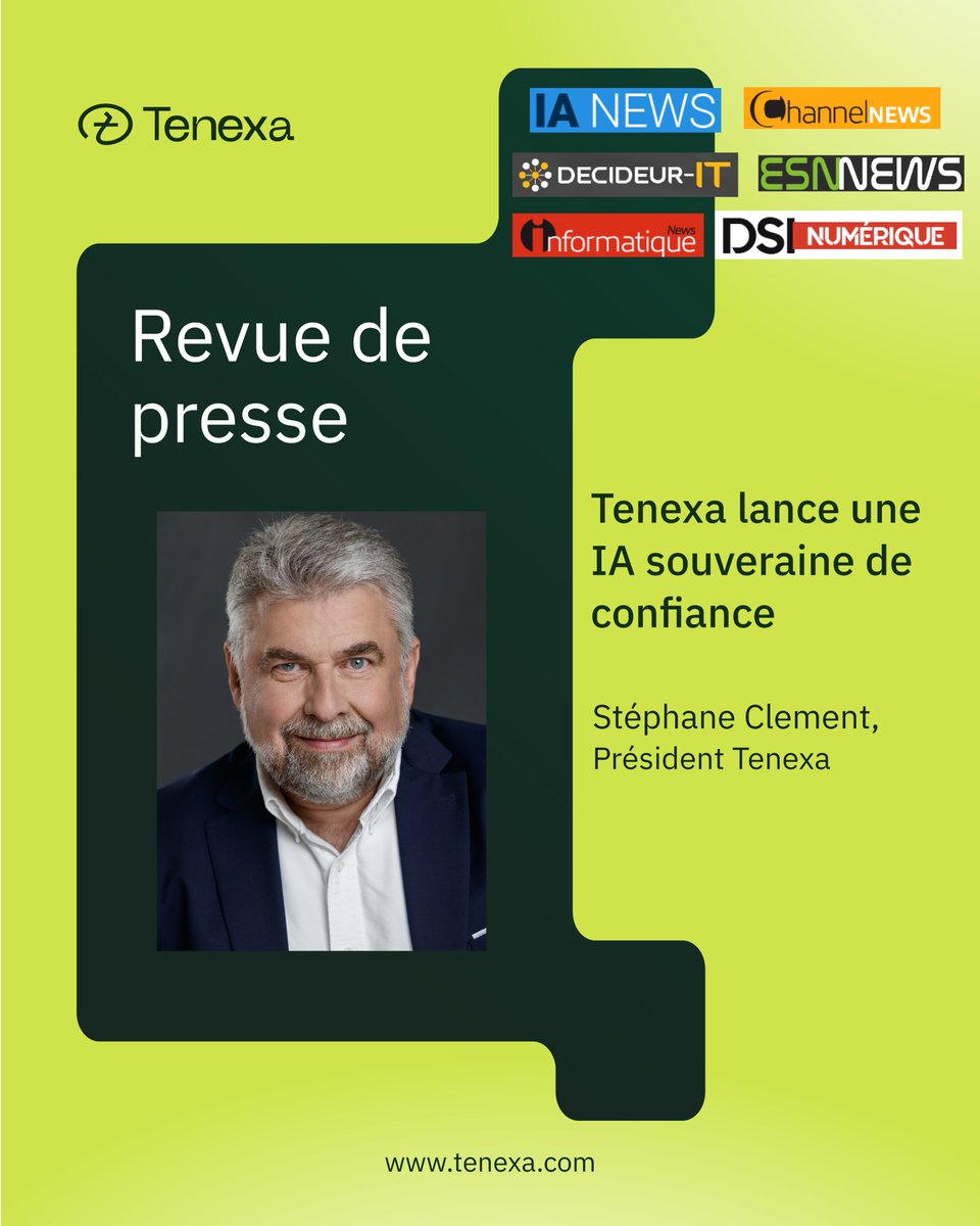 TenexaGroupe's tweet image. REVUE DE PRESSE – Tenexa lance une IA souveraine de confiance ⚙️

➡️ Pour en savoir plus, découvrez l’article complet ici : lnkd.in/erW6sRP3

hashtag#Tenexa hashtag#IA hashtag#IAsouveraine hashtag#revuedepresse
