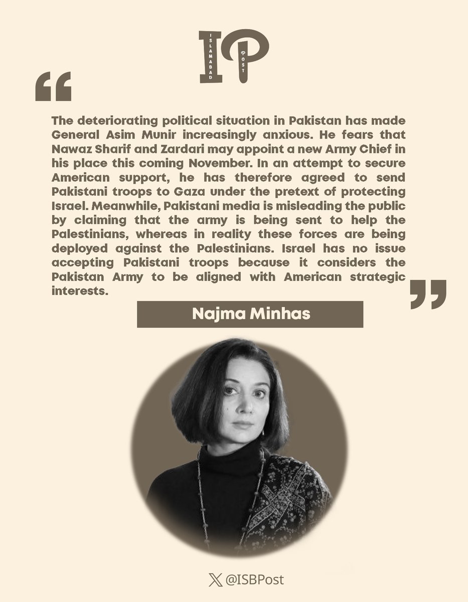 This statement was published by Najma Minhas, the wife of Moeed Pirzada, from her secondary account “Pakistan Wali”:

As the political situation in the country becomes more complicated, dictator General Asim Munir’s anxiety continues to grow. He fears that Nawaz Sharif and