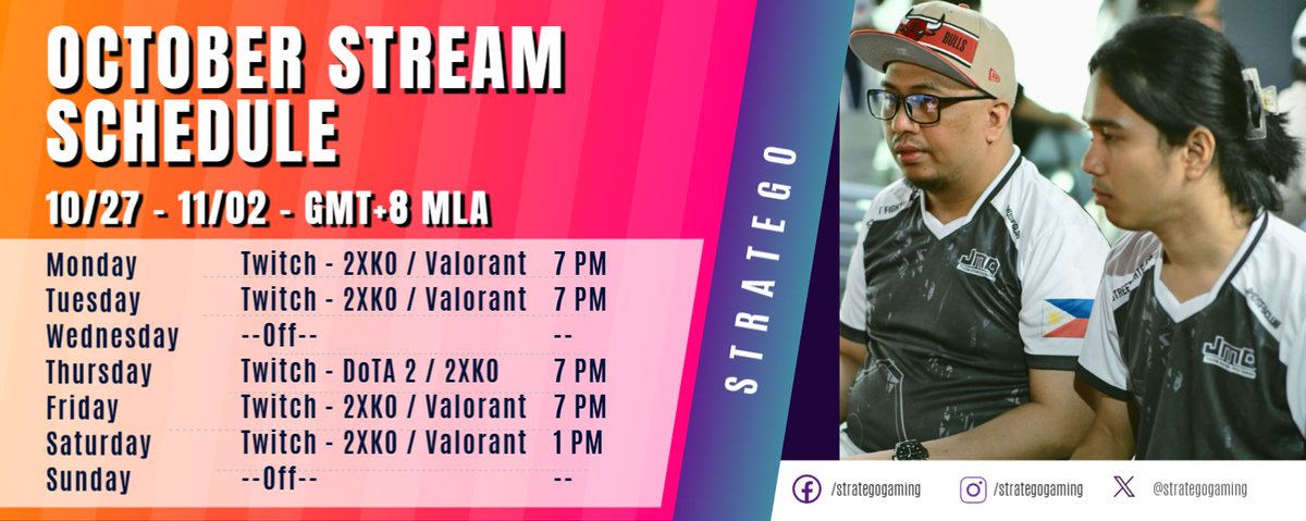 Sorry for the late post! 
Our weekly Stream sched Stratebros!
Let's effin go!

#streaming 
#streamer