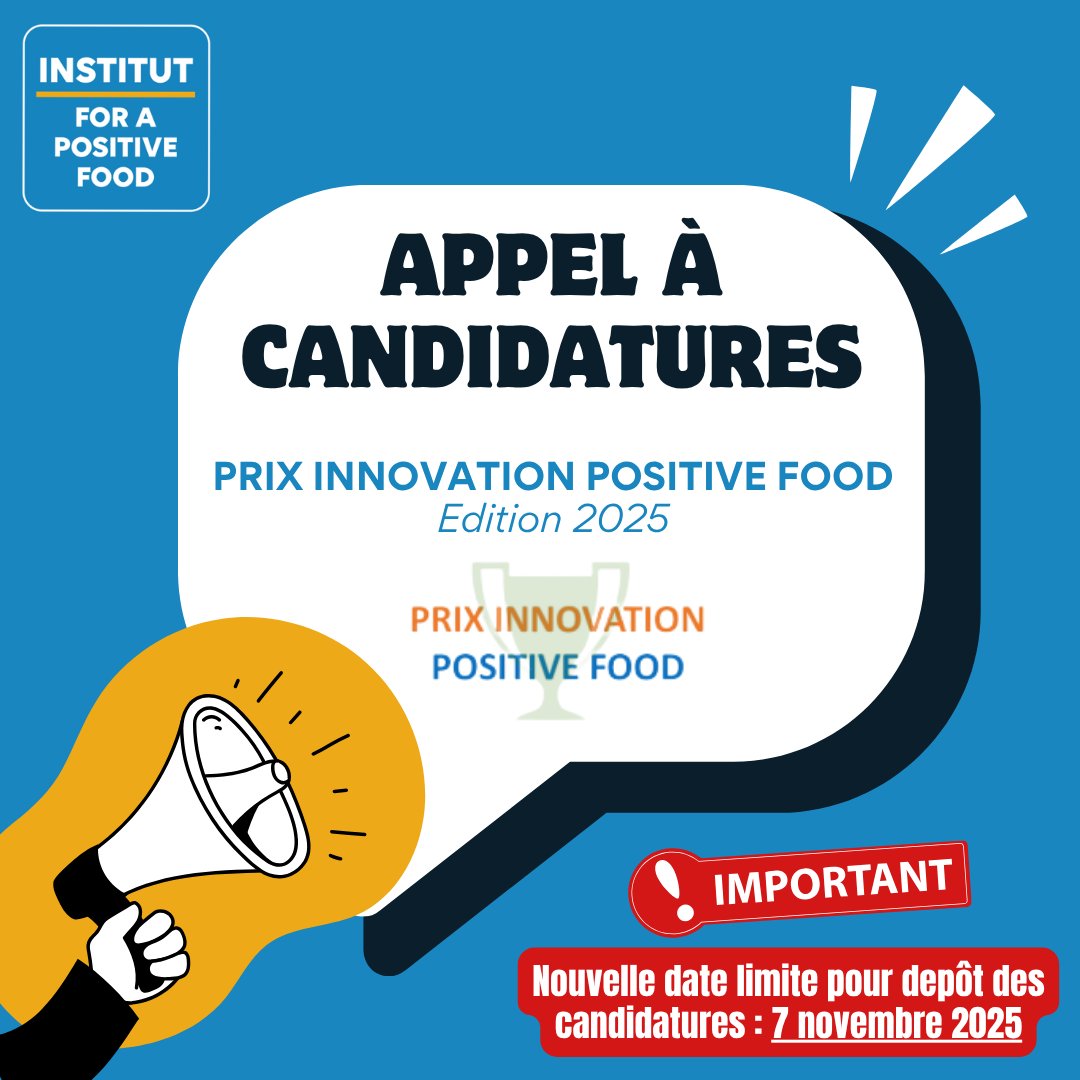 🚨𝐏𝐫𝐨𝐥𝐨𝐧𝐠𝐞𝐦𝐞𝐧𝐭 𝐝𝐞𝐬 𝐜𝐚𝐧𝐝𝐢𝐝𝐚𝐭𝐮𝐫𝐞𝐬 𝐩𝐨𝐮𝐫 𝐥𝐚 𝟓𝐞̀𝐦𝐞 𝐞́𝐝𝐢𝐭𝐢𝐨𝐧 𝐝𝐮 𝐏𝐫𝐢𝐱 𝐈𝐧𝐧𝐨𝐯𝐚𝐭𝐢𝐨𝐧 𝐏𝐨𝐬𝐢𝐭𝐢𝐯𝐞 𝐅𝐨𝐨𝐝

Nouvelle date limite : 𝟕 𝐧𝐨𝐯𝐞𝐦𝐛𝐫𝐞 𝐢𝐧𝐜𝐥𝐮𝐬 ⵑ

 Pour postuler : urls.fr/PnOapV