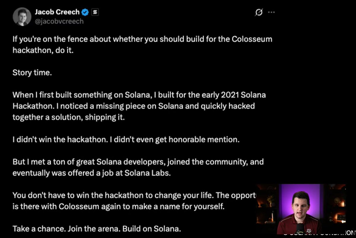 Build in Public thats amazing key points from <a href="/jacobvcreech/">Jacob Creech</a> #ColosseumHackathon