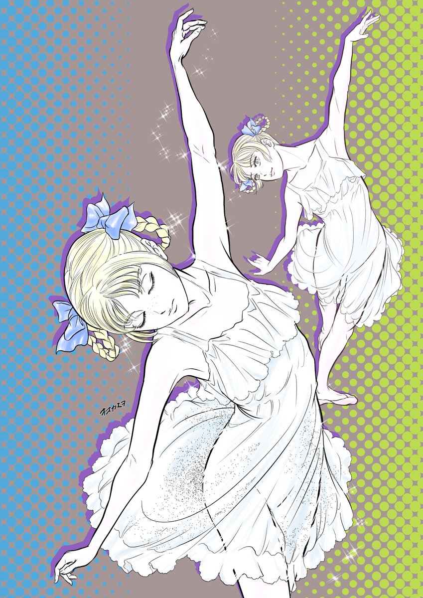 前描いたものに色をつけたり。
ちかごろの漫画、点描見ないなー