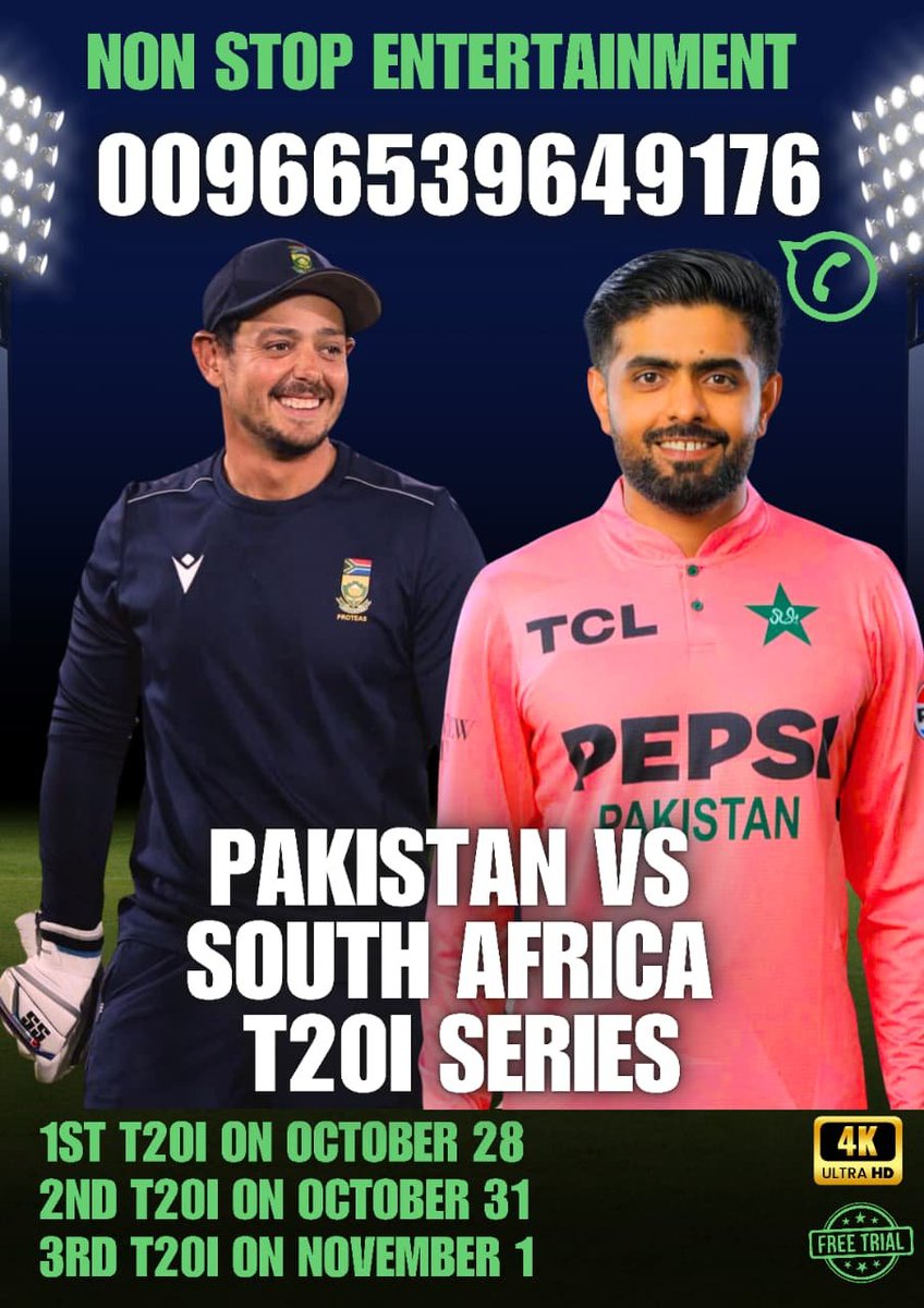 For watching Pakistan vs South Africa and all #Cricket series in hd/fhd/4k quality, whatsapp us.
Key Players: Babar Azam, Sahibzada Farhan, Hasan Nawaz, Mohammad Nawaz, Quinton de Kock, Dewald Brevis, George Linde.
#PAKvSA #T20WorldCup #AUSvIND #NZvENG #CWC25 #NonStopCricket