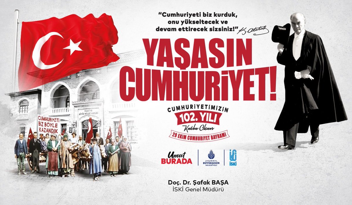 Cumhuriyetimizin 102. yıl dönümü kutlu olsun! 

29 Ekim Cumhuriyet Bayramı’nda, Gazi Mustafa Kemal Atatürk ve silah arkadaşlarının bizlere miras bıraktığı bu büyük eseri gurur ve minnetle yaşatıyoruz. Ne Mutlu Türküm Diyene! 🇹🇷