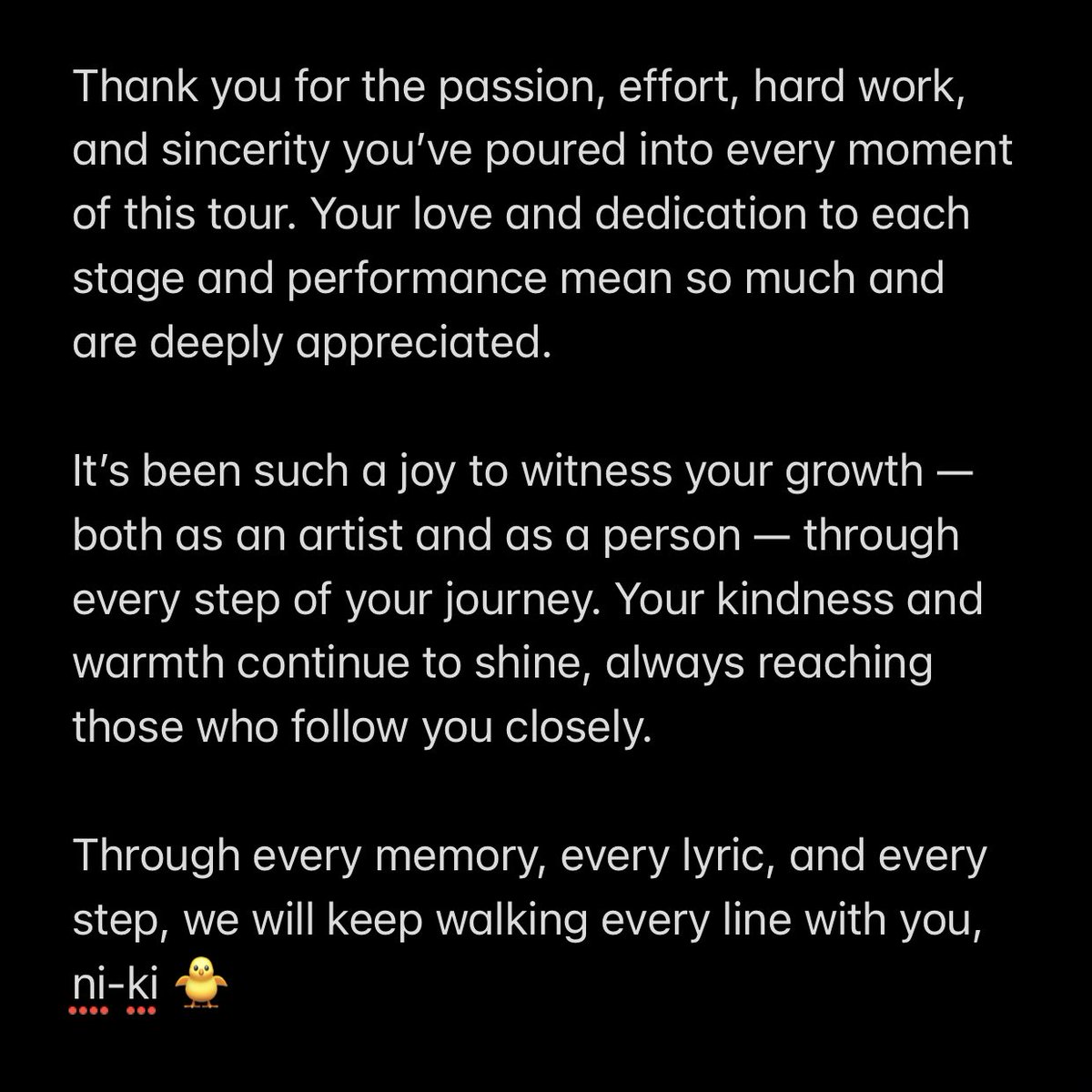 rikiarchive's tweet photo. My Dearest Riki,

Through every memory, every lyric, and every step, we’ll keep walking every line with you, ni-ki 🐥

#ProudOfNI_KI #니키
@ENHYPEN_members @ENHYPEN https://t.co/yMDYOhMdmt