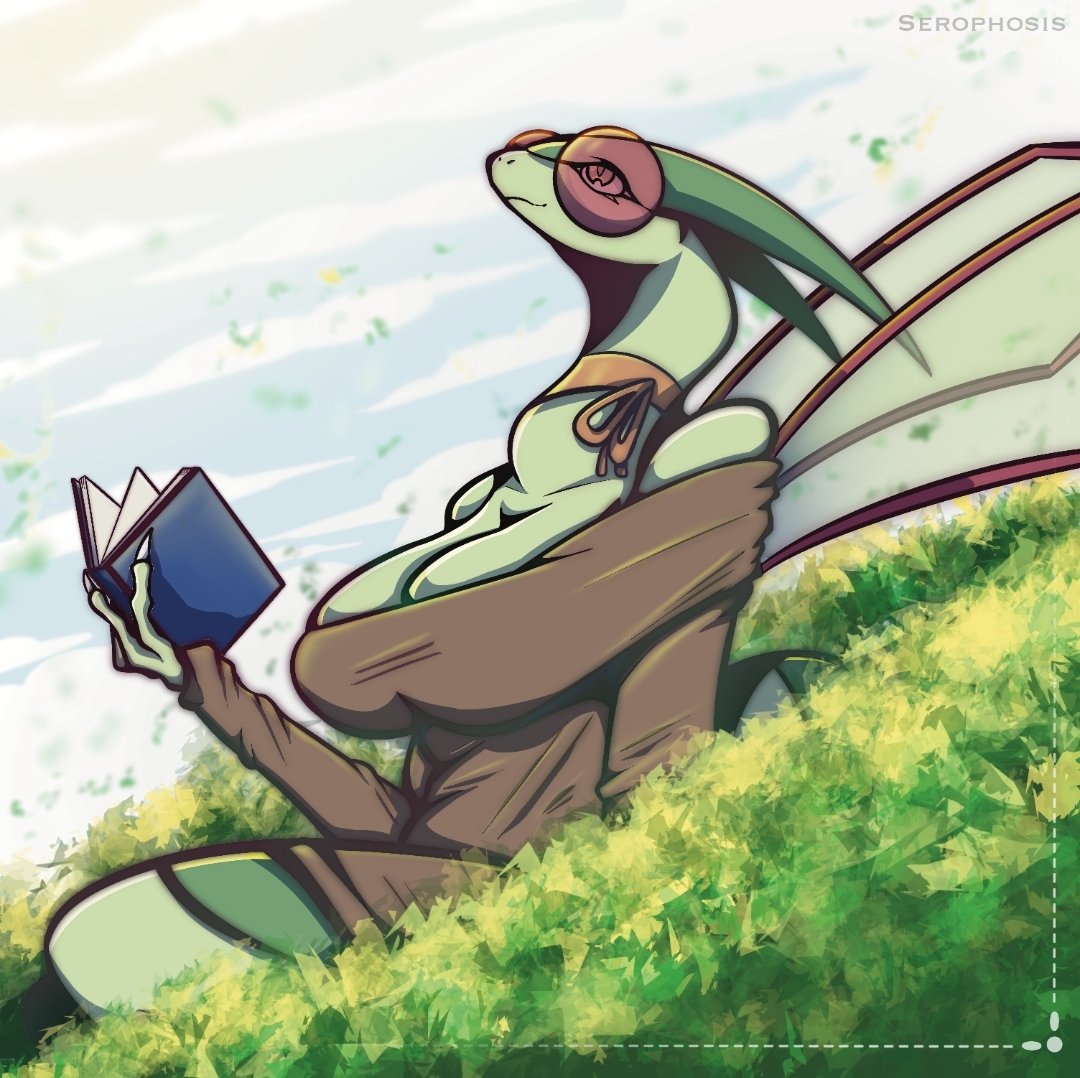 serophosis's tweet image. Lovely day for reading 🍃

#Flygon #Pokemon