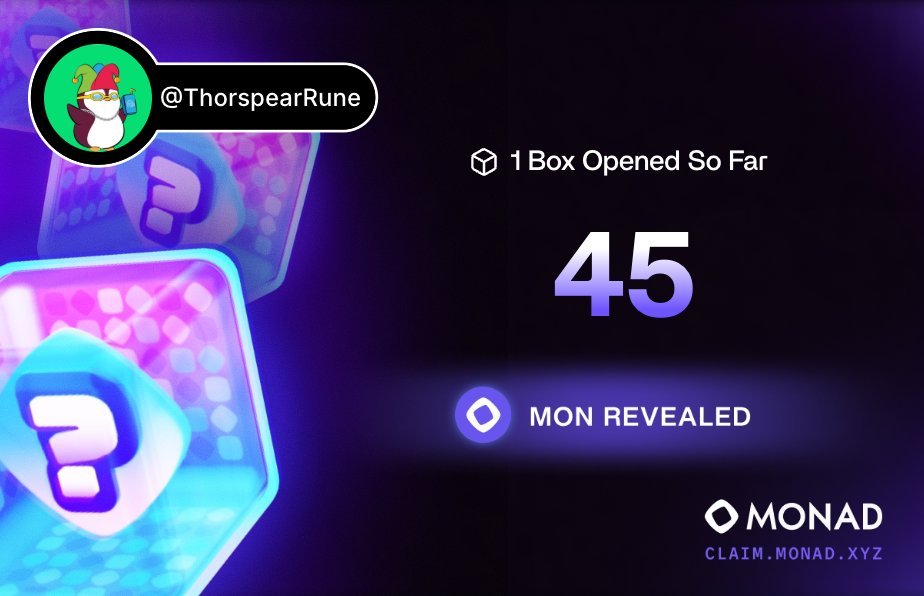 MONAD BOXES - not the biggest reveal today! But I'll take it! thanks <a href="/monad/">Monad</a>. Never know, the next two could be full of $MON