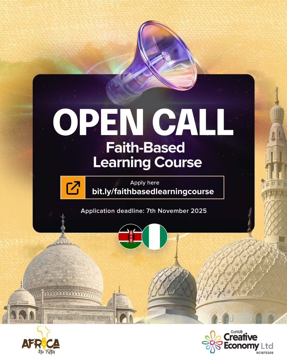 CEPMediaHubs's tweet image. Muslim storytellers, this one’s for you! 
Apply for the #FaithBased Learning Course — a 2-day, in-person, fully funded workshop blending faith, creativity &amp;amp; gender-equitable storytelling.

Deadline: Nov 7
𝙉𝙞𝙜𝙚𝙧𝙞𝙖 
𝙆𝙚𝙣𝙮𝙖
🔗 form.typeform.com/to/OSuWk8eH