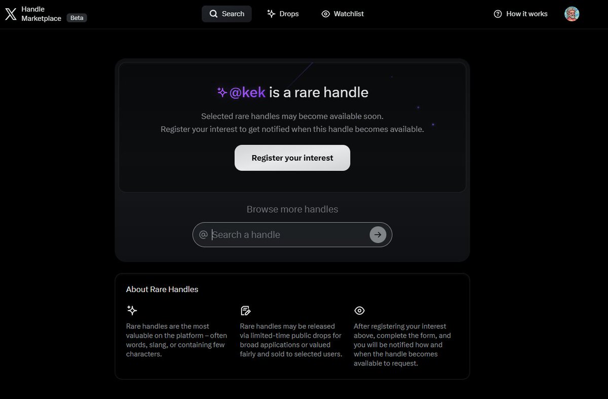 The X handle marketplace seems awesome. 

You can register your interest in rare handles or request non-rare ones to use with an active Premium+ subscription.