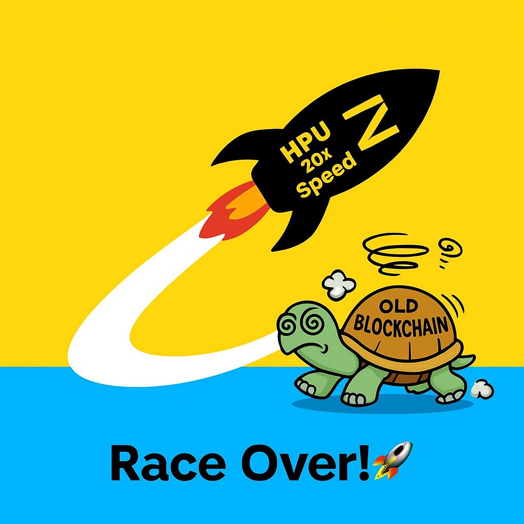 Mhdirostmifx's tweet image. Old Blockchain vs. Zama HPU!  Panel 1: The slow grind begins... Panel 2: Race over with HPU 20x speed!  Which side you on? Reply for a shoutout!  #ZamaCreatorProgram @zama_fhe