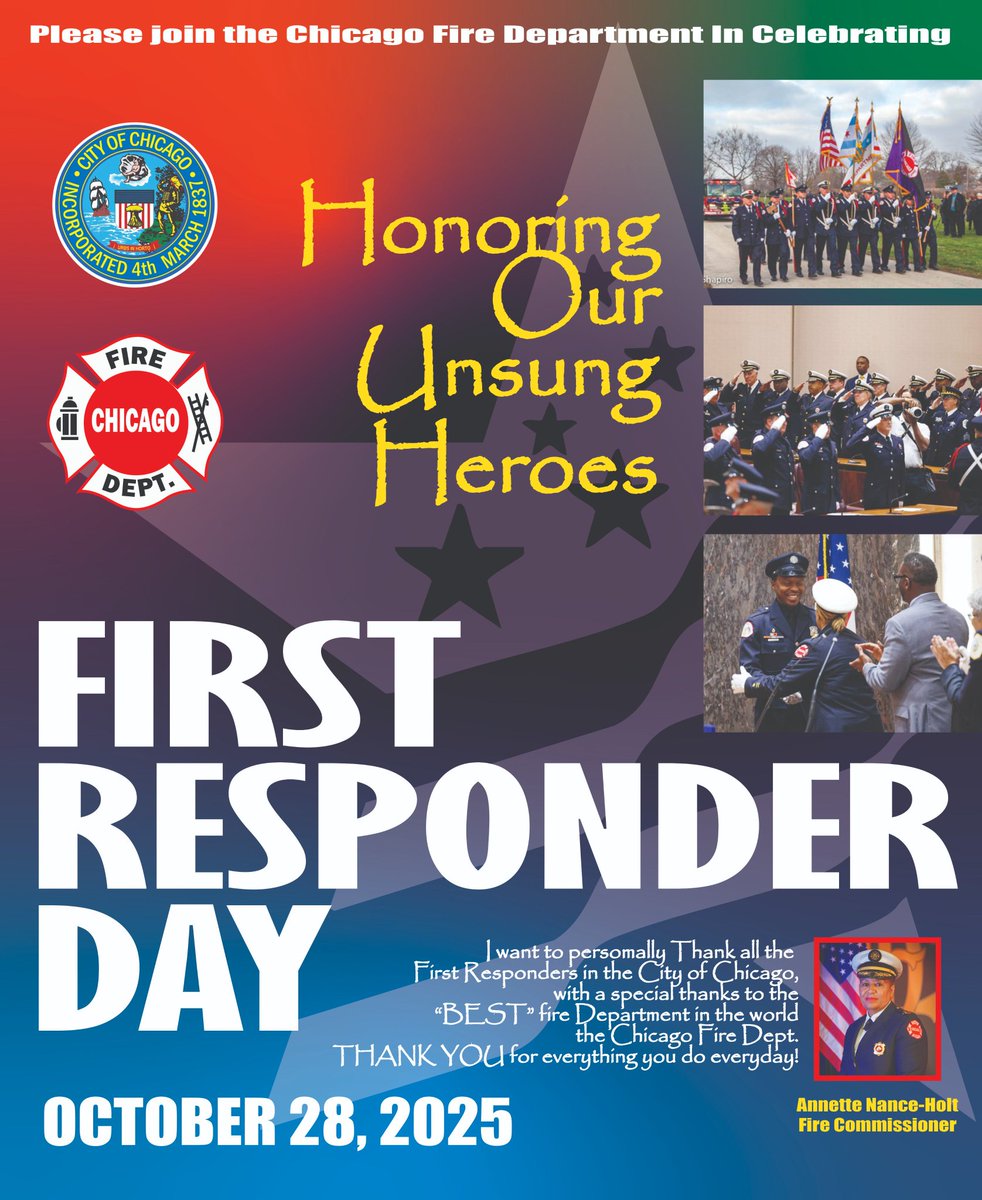 Happy National First Responders Day. To all of our paramedics, firefighters, dispatchers, and police officers, we say thank you with all our hearts. Chicago heroes all day every day!