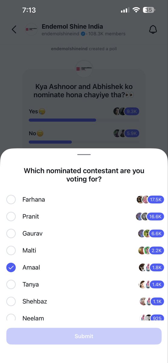 #AmaalMallik ko jaake vote karo yaha bhi
Endemolshineindia ke insta handle channel par
MUSIC N BB MAESTRO AMAAL