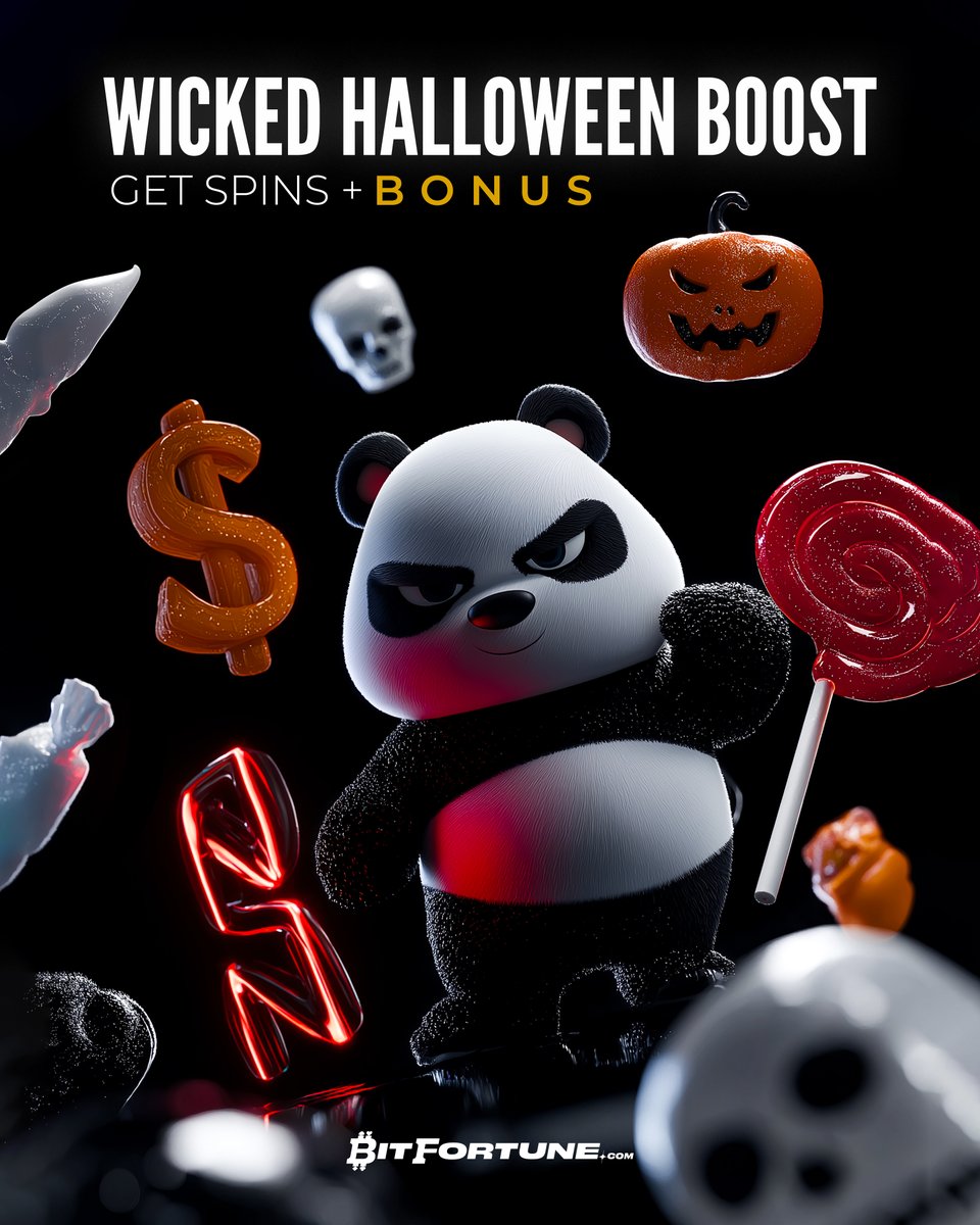 bitfortune's tweet photo. 🎃 Wicked Halloween Boost is LIVE! 🐼✨

Deposit $50+ → Get 30 Free Spins on Sugar Rush + 35% Bonus (up to $100) 💥

 Oct 27–31, Don’t miss it. https://t.co/ijf5PJd6rF