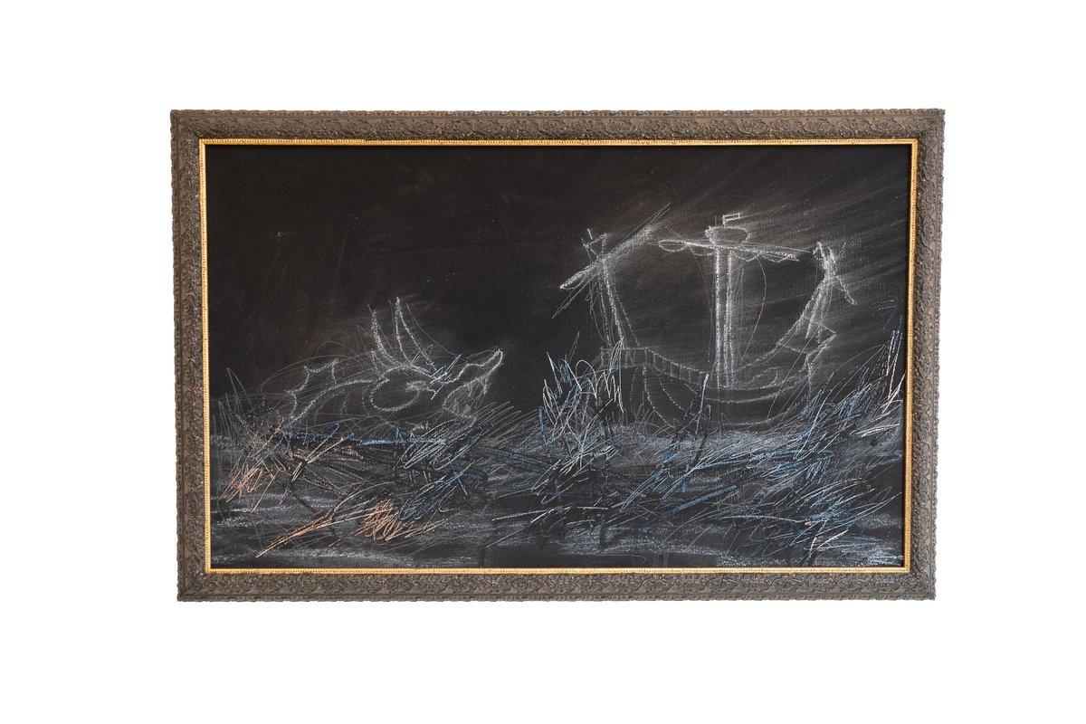 Félix Bonilla Gerena, Iván Girona, and Melanie Luna
Rising Tides: Oct. 24 – Nov. 24, 2025 Opening reception: Saturday, Nov. 1, 5-7pm

Melanie Luna
Shipwreck, 2024, acrylic paint and pastels on canvas, 16 x 26 inches (18.25 x 28.25 inches framed)