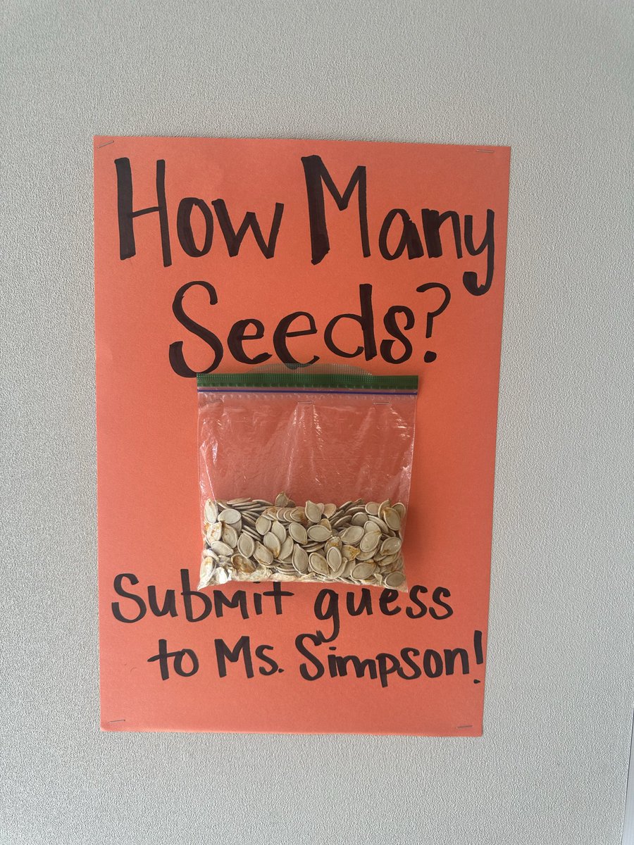 nsimpson327's tweet image. 🎃🧮 McMasters mathematicians are putting their problem-solving skills to the test!
It’s time to estimate, reason, and guess the pumpkin seeds! 🍁
We love seeing our students think like mathematicians and have fun with math! 💡💪 @PISDESMath 
  #WeLoveMath #pisdmathchat